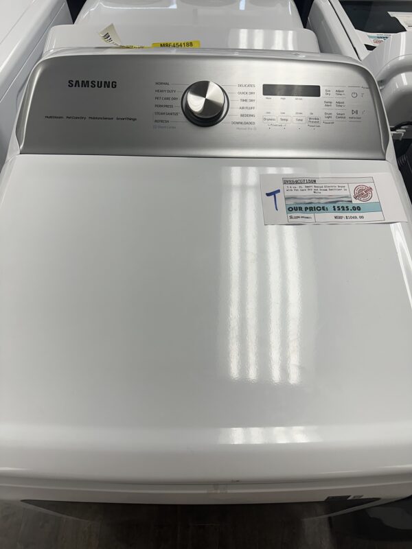 Samsung Pet Care Dry and Steam Sanitize+ 7.4-cu ft Steam Cycle Smart Electric Dryer (White) - Image 2